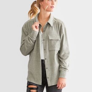 BKE Women’s Shirt Sweater Jacket Shacket M Marled‎ Green Fleece Soft Boyfriend